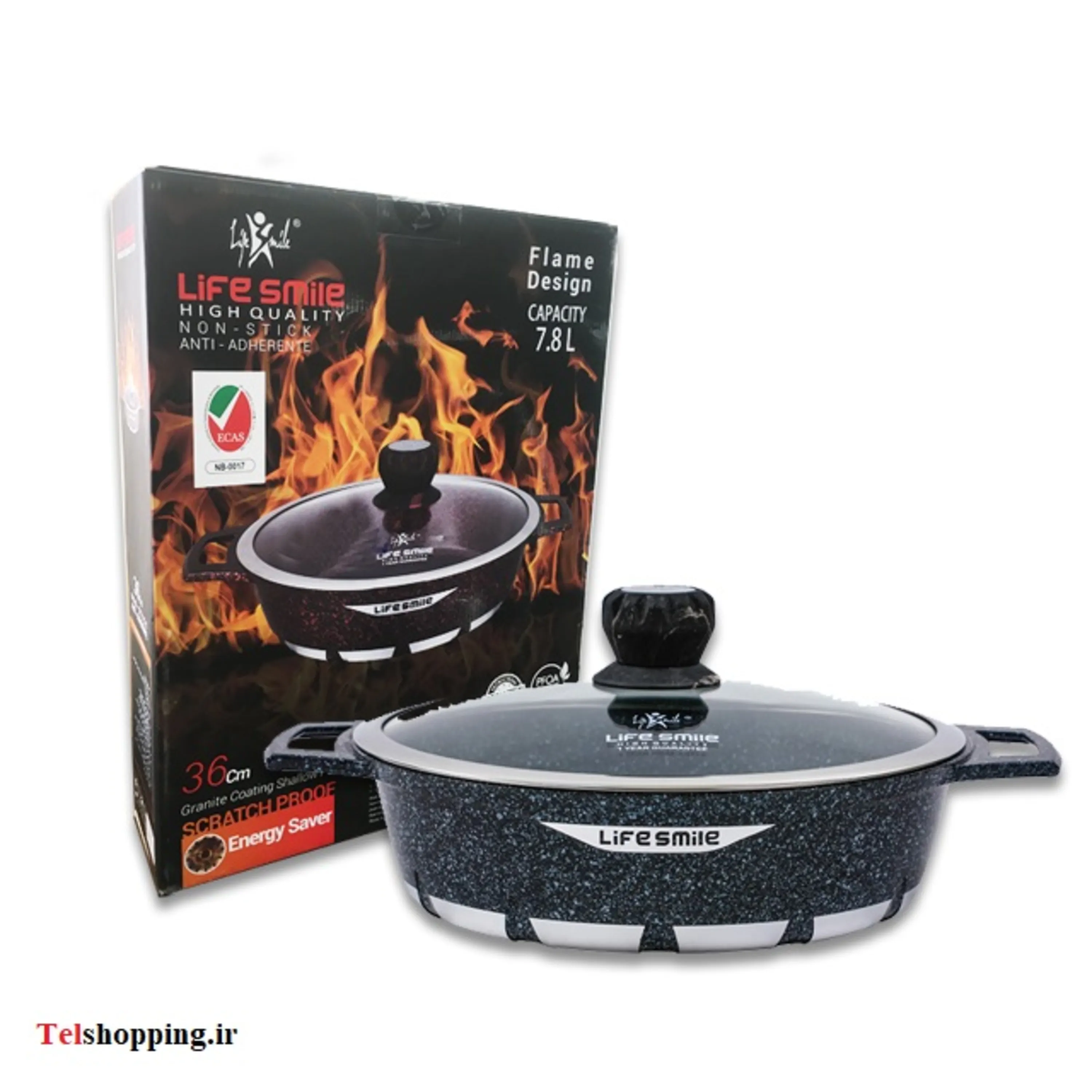 ماهیتابه گرانیتی سایز 36 لایف اسمایل مدل FLCMSHR 36